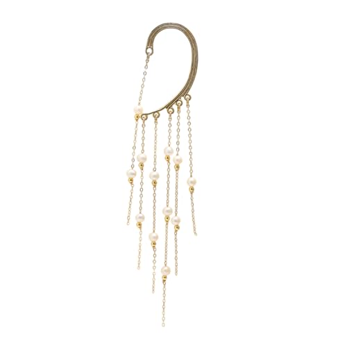 FRCOLOR Elegante Perlen quasten Ohrhänger ohne Ohrloch Damen Ohrschmuck Modisch Leicht für Party Alltag Einzigartiges Design Single Ohrring von FRCOLOR