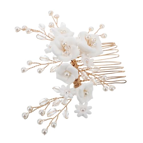 FRCOLOR Eleganter Europäischer Braut Haarkamm aus Weißem mit Perlen Handgefertigter Hochzeitsschmuck für Frauen Vielseitiges Accessoire für Brautfrisuren und Festliche Anlässe von FRCOLOR