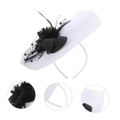 FRCOLOR Eleganter Fascinator Hut Damen Hochzeit Haarschmuck mit Handgefertigten Blumen und Federn Großer Stilvoller Kopfschmuck für Braut Abendveranstaltungen und Teepartys Einzigartiges von FRCOLOR