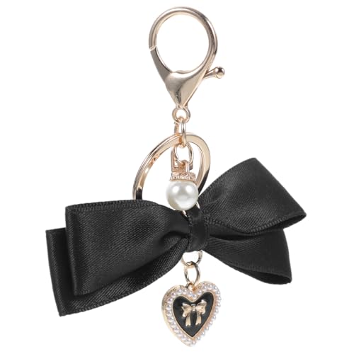 FRCOLOR Eleganter Herz Schleifen Schlüsselanhänger Damen Charm Anhänger für Rucksack Handtasche Deko Accessoire Schwarz Modisch Stilvoll Praktisch von FRCOLOR