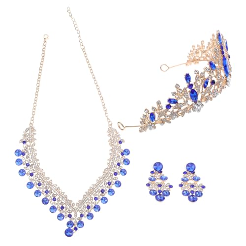 FRCOLOR Hochzeitskronen-set Für Braut Strass-krone Halskette Ohrringe Hochzeits-schmuck-set Aus Stabilen Materialien Für Hochzeiten Und Formelle Anlässe von FRCOLOR