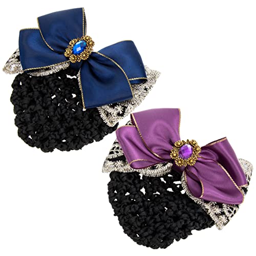 FRCOLOR Elegantes Haarnetz Mit Clip Und Schleife Für Damen 2 Stück Dutt-abdeckung Netz Modische Haarknoten-abdeckung Mit Schleife von FRCOLOR