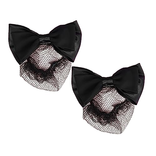FRCOLOR 2 Stück Elastisches Dutt Haar Netz Mit Schleife Haarschmuck Für Frauen Professionelles Kopfschmuck Zubehör Schwarz Für Büro Partys Und Freizeit von FRCOLOR