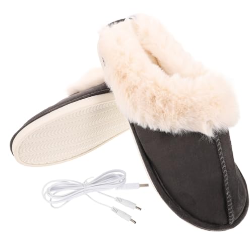 FRCOLOR Elektrische USB Beheizbare Hausschuhe Damen Herren Warme Fußwärmer Pantoffeln mit Weichem Plüsch Vielseitige Indoor Outdoor Slippers für Kalte Jahreszeit Bequem und Atmungsaktiv von FRCOLOR