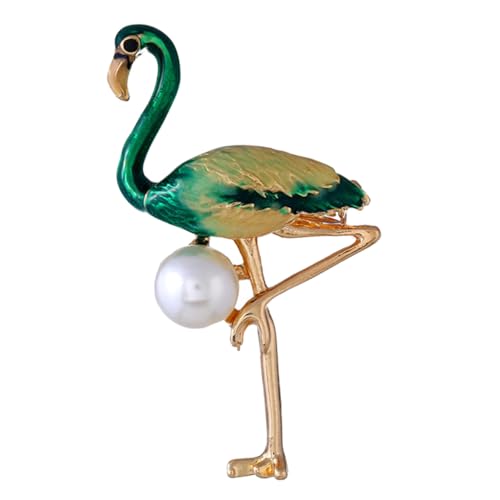FRCOLOR Enamel Flamingo Brooch Pin Damen Legierung mit Perlen Schmuck für Kleidung Taschen Pullover Accessoires Modisch Elegant von FRCOLOR