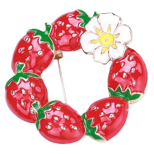 FRCOLOR Erdbeer Brosche für Damen Anstecknadel Langlebigem Legierungsmaterial Dekorative Brosche für Schal Kleidung Taschen Kopftücher für Besondere Anlässe von FRCOLOR