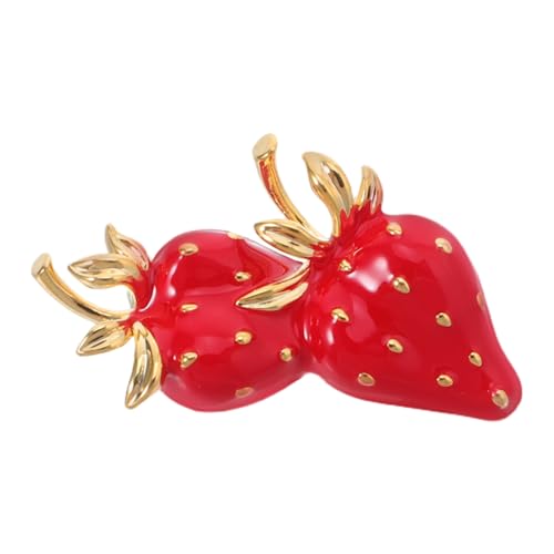 FRCOLOR Erdbeernadel Aus Kupfer Kawaii-brosche Mit Obstmotiv Metallbrosche Für Damen Zierliche Brosche Als Modeschmuck Pulloverbrosche Für Mädchen Modische Broschennadeln Für Kleidung Schm von FRCOLOR