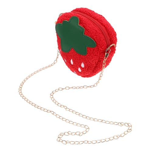 FRCOLOR Strawberry Shape Umhängetasche Plüsch Für Mädchen Süße Erdbeer-geldbörse Für Mädchen Praktische Crossbody-Tasche Für Kosmetik Und Kleingeld Perfektes Für Kleine von FRCOLOR
