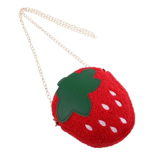 FRCOLOR Erdbeerform Plüsch Umhängetasche Für Damen Kleine Geldbörse in Frucht-Design Handtasche Als Clutch Geeignet Als Frucht-Schultertasche von FRCOLOR
