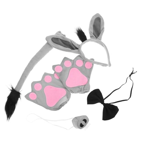 FRCOLOR Esel Kostüm Set mit Ohren Stirnband und Handschuhen Niedliches Tierkostüm Zubehör für Karneval Halloween Fasching und Kostümparty Bequemes Langlebiges Material Vielseitig von FRCOLOR