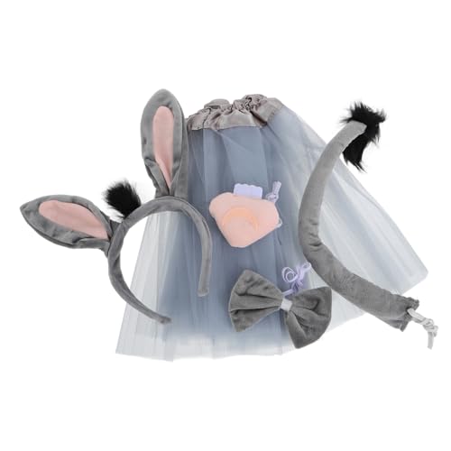 FRCOLOR Eselsohren Und Eselsschwanz Kostüm-requisiten Set Für Junge Mädchen Tierkostüm Zubehör Mit Stirnband Und Fliege Geeignet Für Halloween Und Cosplay von FRCOLOR