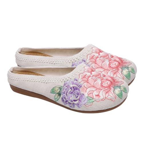FRCOLOR Ethnische Bestickte Damenschuhe Flache Baumwollschuhe mit Rundspitze Bequeme Modische Flats für Frühling Sommer Damen Trachtenschuhe Passend zu Jeans Röcken Shorts Weiß FRCOLOR Ethnische Bestickte Damenschuhe Flache Baumwollschuhe mit Rundspitze Bequeme Modische Flats für Frühling Sommer Damen Trachtenschuhe Passend zu Jeans Röcken Shorts Weiß von FRCOLOR