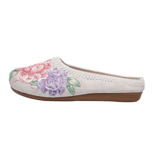 FRCOLOR Ethnische Damen Schuhe mit Besticktem Design Flache Baumwollschuhe mit Runder Spitze Atmungsaktive Leichte Sommerschuhe mit Rutschfester Gummisohle Geeignet für Freizeit und FRCOLOR Ethnische Damen Schuhe mit Besticktem Design Flache Baumwollschuhe mit Runder Spitze Atmungsaktive Leichte Sommerschuhe mit Rutschfester Gummisohle Geeignet für Freizeit und von FRCOLOR