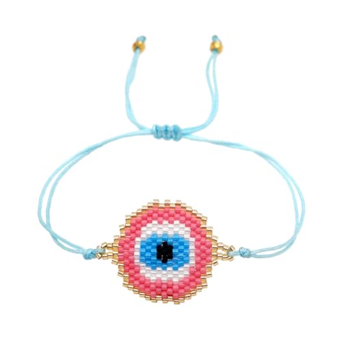 FRCOLOR Evil Eye Armband Perlen Verstellbares Bangle mit Blauen Augen Modisches für Damen Herren Perfekter Glücksbringer von FRCOLOR