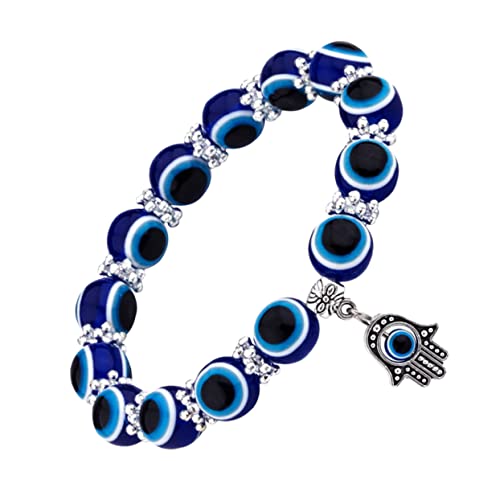 FRCOLOR Evil Eye Perlenarmband für Damen Herren Verstellbar Handgefertigt Glücksbringer Jewelry mit Blauen Augenperlen für Partys Besondere Anlässe von FRCOLOR