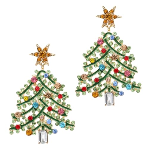 FRCOLOR Exklusive Weihnachtsbaum Ohrringe für Damen Funkelnde Schmuckstücke mit Rhinestones Festliche Ohrstecker im Kreativen Design für Einen Auffälligen Look von FRCOLOR