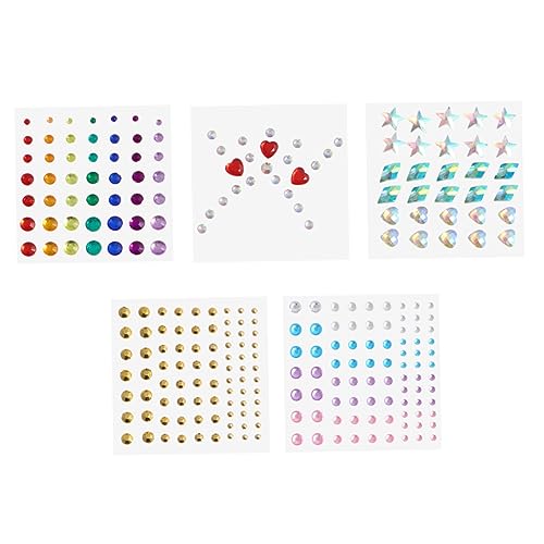 FRCOLOR Face Jewel Stickers 5er-pack Strass-aufkleber Für Augen Gesicht Nagelkunst-dekoration von FRCOLOR