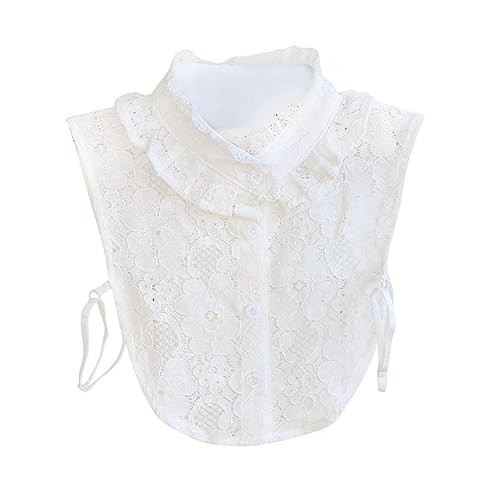 FRCOLOR Falscher für Damen Spitze Eleganter Blusenaufsatz Perfektes Accessoire für Pullover Kleider Shirts für Stilvolle Outfits Weiß von FRCOLOR