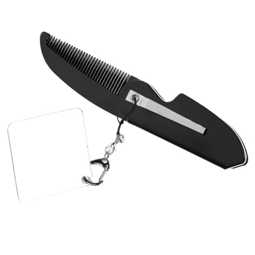 FRCOLOR Faltbarer Kamm Mit Schlüsselanhänger Und Spiegel Für Männer Hochwertiger Tragbarer Kamm Mit Feinen Zähnen Für Bartpflege Und Haarstyling Platzsparend Und Leicht Zu von FRCOLOR