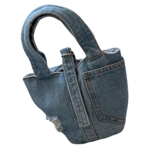 FRCOLOR Farbblockierende Handtasche tragbare Jeanshandtasche Denim-Handtasche Jeanstasche für Mädchen Geldbeutel tragbare Jeans-Geldbörse für Damen frauen geldbörse Sky-blue von FRCOLOR