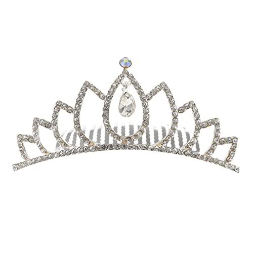 FRCOLOR Farbige Strasskrone Hochzeit Tiara Kamm Hochzeitsperle Seitenkamm Hochzeitskamm Bräute Kristall Stirnband Für Tanzpartys Brautkamm Legierung Kopfbedeckungsclip Haar Weiß Fräulein von FRCOLOR