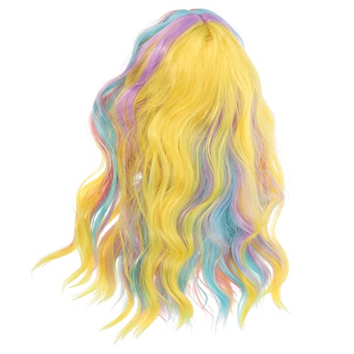 FRCOLOR Farbige Wellenperücke Farbe Perücke Regenbogen kurze Perücke Damen Perücken Hase Rave lockengel lockenstyler wellige Perücken Regenbogen-Wellenperücken Hochtemperaturdraht Colorful von FRCOLOR