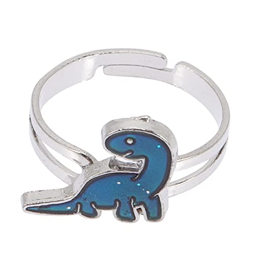 FRCOLOR Farbwechsel Dinosaurier Stimmungsring für Kinder Verstellbarer Ring Modischer Dinosaurier Schmuck Farbwechselring für Mädchen Ring mit Temperaturwechsel von FRCOLOR
