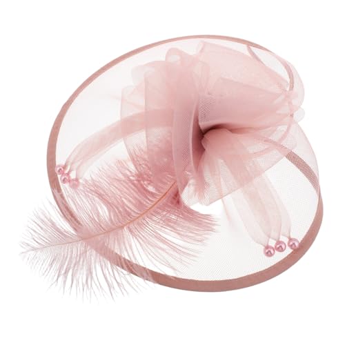 FRCOLOR Fascinator Kopfbedeckung Für Damen Elegantes Fascinator Stirnband Mit Kunstperlen Feder Fascinator Kopfbedeckung Zarter Kopfschmuck Für Teepartys Und Bankette von FRCOLOR