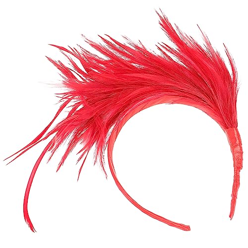 FRCOLOR Stirnband Rot Party Performance-haarband Farbenfroher Fascinator Rotes Stirnband Derby-kopfbedeckung Fascinator-stirnband Aus Den 1920er Jahren Stolz-outfit Frau Schal Halloween von FRCOLOR