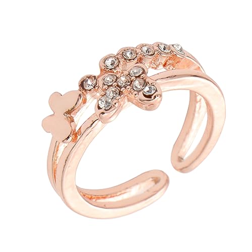 FRCOLOR Fashion Ring Damen Offener Schmetterling Ring mit Hohl Design Verstellbar Roségold Eleganter Persönlichkeitsschmuck von FRCOLOR