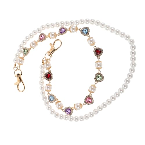 FRCOLOR Faux Pearl Herz Gürtelkette mit Bunten Strasssteinen Hüftkette für Damen Robuste Hosenkette als Wallet Chain Schmuck für Hip Hop Party und Bühnenauftritte von FRCOLOR