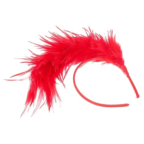 FRCOLOR Feder Stirnband kinder haarschmuck hochzeitshaar schmuck Flapper-Kopfbedeckung Kopfbedeckungen für Urlaubspartys Hüte Kleidung Kopfschmuck für Frauen Party-Kopfschmuck Glas Hut rot von FRCOLOR