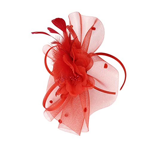 FRCOLOR Federplüschhaarzubehör Haarschmuck Braut Stirnband Haarspange Rot von FRCOLOR