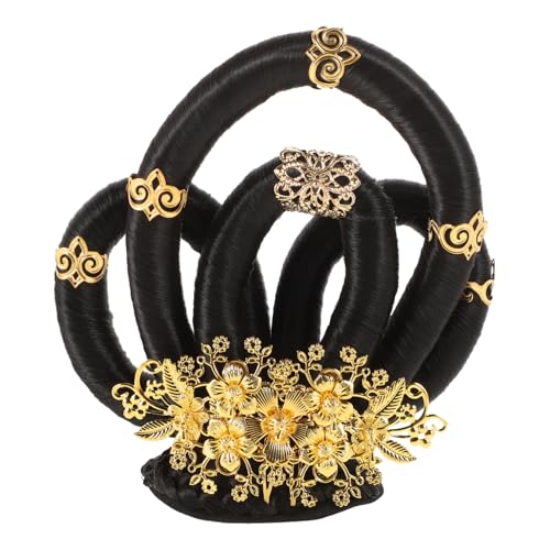 FRCOLOR Haarknoten Für Damen Mit Schleife Traditioneller Chinesischer Haarschmuck Cosplay-haarteil Haarknoten-accessoires Für Alte Mädchen Chinesische Hanfu-perücken Dutt-maker Für von FRCOLOR