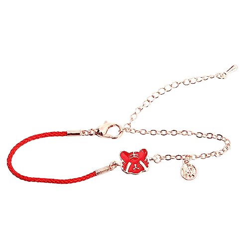 FRCOLOR Festival Armband Rotes Seil Glücksarmband mit Tiger Langlebiges Legierungsmaterial Party Dekoratives Handgelenkschmuckstück für Damen und Herren von FRCOLOR