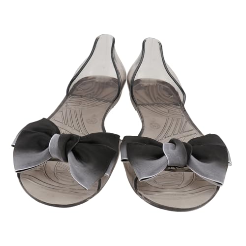 FRCOLOR Fischmaul Sandalen Damen Flachsohle Rutschfest Leicht Bowknot Design Modische Strand und Freizeitschuhe Sommer Schuhe Elegant Komfortabel Schwarz von FRCOLOR