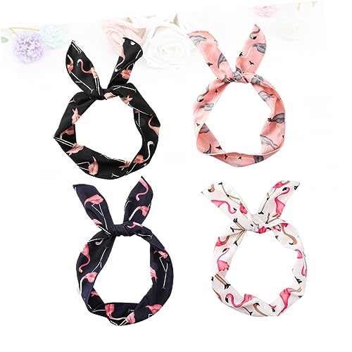 FRCOLOR 4stücke Haartuch Mit Flamingo-muster Stirnband Haargummis Kleiner Schal Für Frauen Mädchen Packung Zufällige Farbe Aus Hochwertigem Weich Und Elegant von FRCOLOR