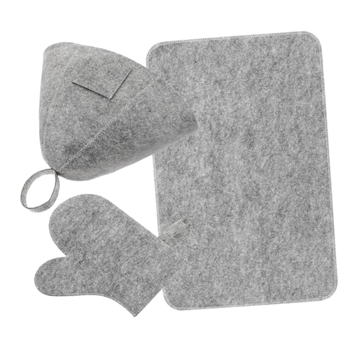 FRCOLOR Flauschiges Teiliges Sauna Set aus Atmungsaktivem Filz mit Schützendem Saunahut Handschuhen und Sitzkissen für Damen und Herren Optimaler Schutz für Haare und Hände Beim Saunabad von FRCOLOR