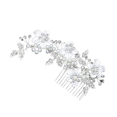 FRCOLOR Tiara Braut Haarspange Hochzeit Kopfschmuck Kamm Brautperlen Haarkamm Legierungsperlen Kamm Kristallhaarkämme Dekorativ Brautschmuck Aus Kristall Haarschmuck Mosaik Die Blumen von FRCOLOR