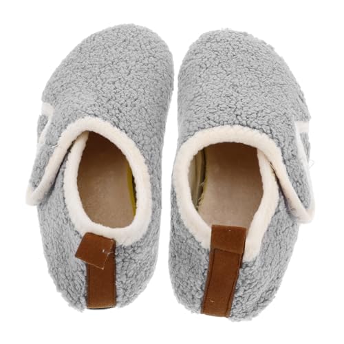 FRCOLOR Fluffy Hausschuhe Damen Herren mit Rutschfester Gummisohle Warme Pantoffeln für Drinnen und Draußen Weiche Gemütliche Slipper Socken Graue Plüschsocken von FRCOLOR