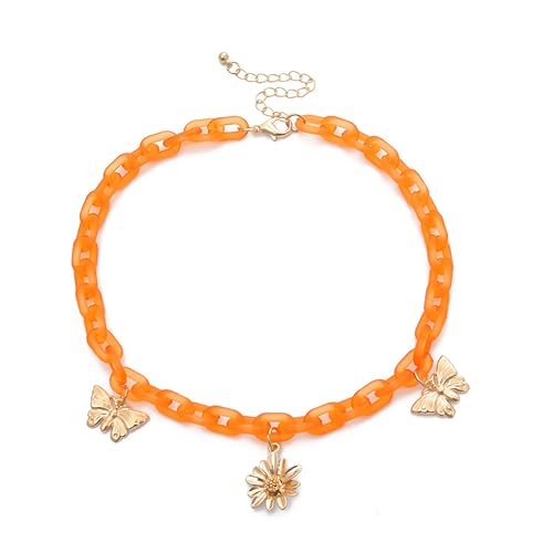 FRCOLOR Fluoreszierende Acrylverzierung Frauen Halskette Acrylkette Orange von FRCOLOR
