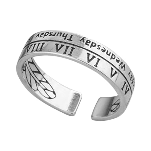FRCOLOR Frauen Klingen Moderinge Ringfrauen Freundschaftsringe Exquisiter Mädchenring Römischer Ziffernring Offener Ring Silber von FRCOLOR