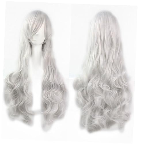 FRCOLOR Perücke Für Frauen Lang Gewellt Aus Kunstfaser Farbe Silber Mit Für Cosplay Und Kostümbälle von FRCOLOR
