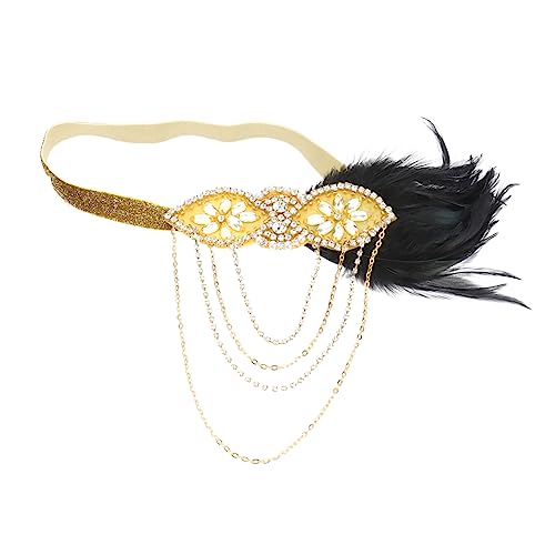 FRCOLOR Haarschmuck Halloween-kristallfeder-strass-frauen-kopfbedeckung Flapper-stirnbänder Der 1920er Jahre Strass-kopfbedeckung Charleston- Damen Strass Die Blumen von FRCOLOR