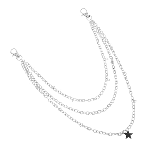 FRCOLOR Fünf-Punkte-Stern-Taillenkette Punk-Mehrschichtkette Stern Hosenkette Hip-Hop-Hose-Kette Hosenkette für Damen Gothic-Accessoires für Frauen Hosendekorationskette Metall Silber von FRCOLOR