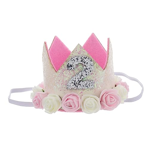 FRCOLOR Baby Krone Haargummis Für Kinder Baby Blumenkrone Erste Geburtstagskappe Geburtstag Prinzessin Tiara Baby-geburtstags-kronen-stirnband Baby Glitzer Kindermütze Vlies Hut Kleine von FRCOLOR