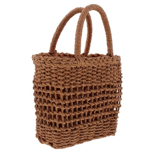 FRCOLOR Geflochtene Stroh umhängetasche Damen Sommer Drawstring Bag Kleine Handtasche Strandtasche Leicht und Robust für Alltag Dating Party Urlaub von FRCOLOR