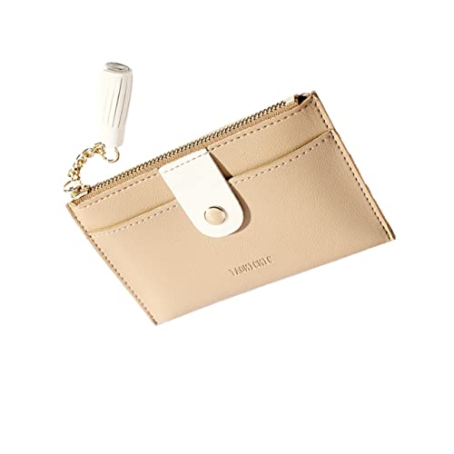 FRCOLOR Geldbörse Damen PU Zippered Holder Taschensystem für Karten Bargeld Kleinigkeiten Leicht Tragbar Modisches Design Milchtee von FRCOLOR