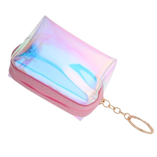 FRCOLOR Geldbörse Schlüsselanhänger Kleiner Geldbeutel Schlüsselanhänger Hundepolsame Tastatur transparente Geldbörse Mini niedliche Münzgrundstücke Schlüsseltasche PVC Rosa von FRCOLOR