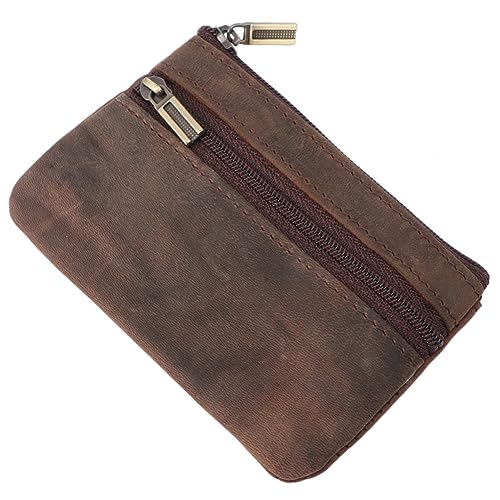 FRCOLOR Mini-geldbörse Mit Reißverschluss Mini-Tasche Aus Hochwertigem Material Tragbare Geldbörse Für Herren Retro-Design Für Visitenkarten Bargeld Und Kleine Gegenstände von FRCOLOR